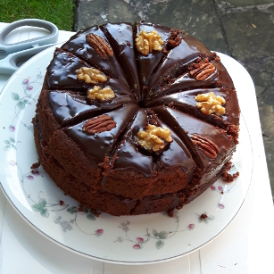 One of Jean Boyle's famous chocolate ganache cakes - baked for her husband's 88th birthday - copyright A.T. Boyle