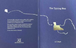 Purple-blue book cover with silver foil design