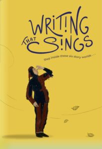 Yellow image with a jester character